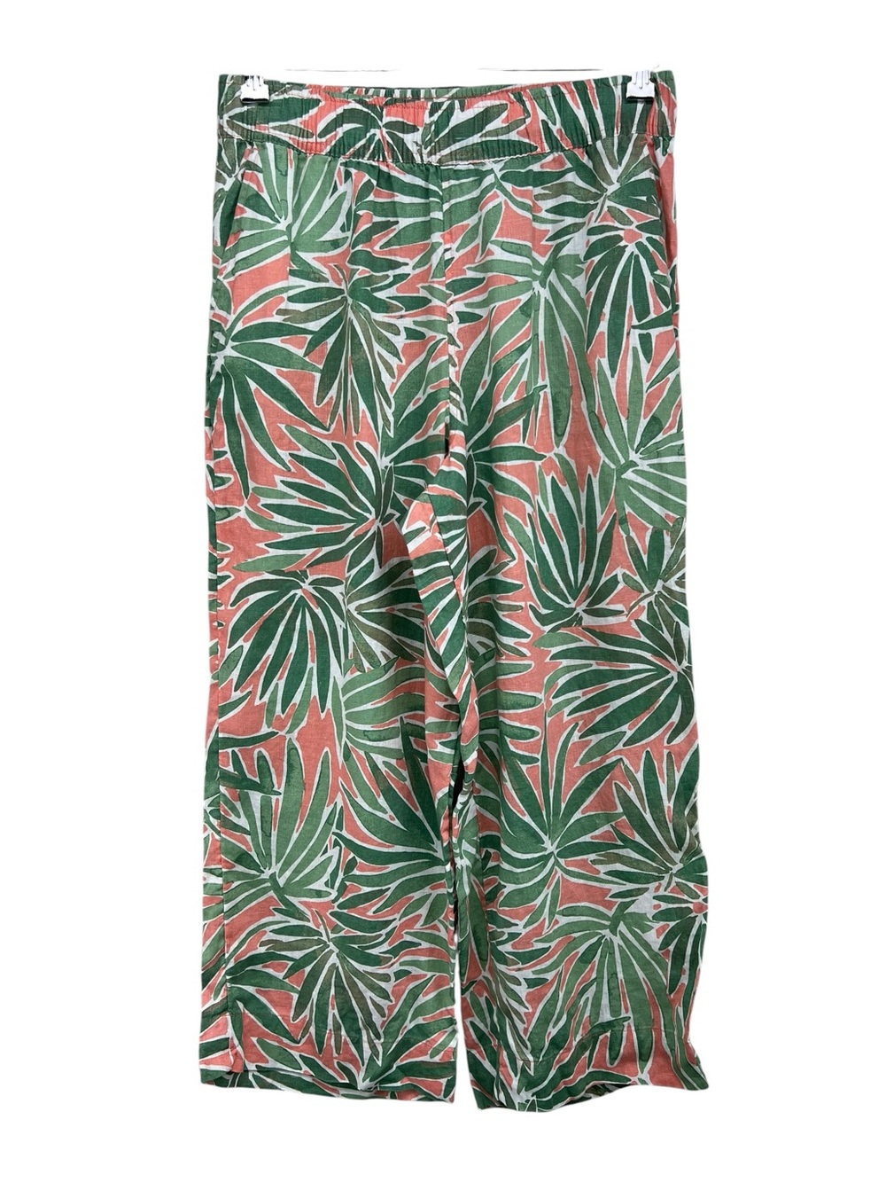 Sigrid Olsen Tropical 100% Linen Cropped Pull on Pants Medium